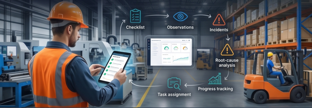 Screenshot of the amphory checklist, incident, and improvement management platform